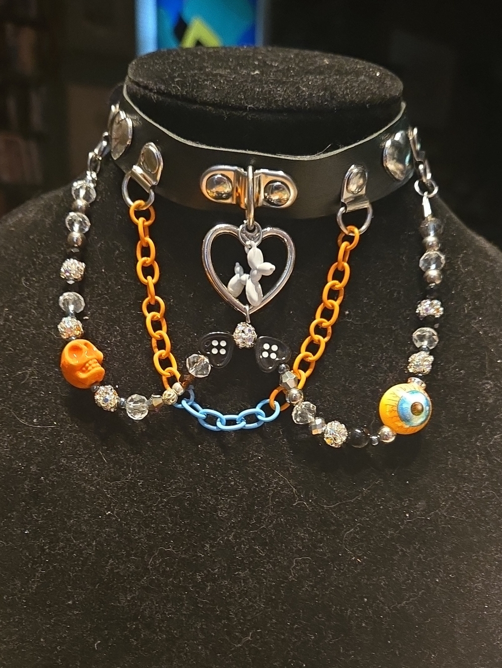 Skull And Dog Faux Leather Choker
